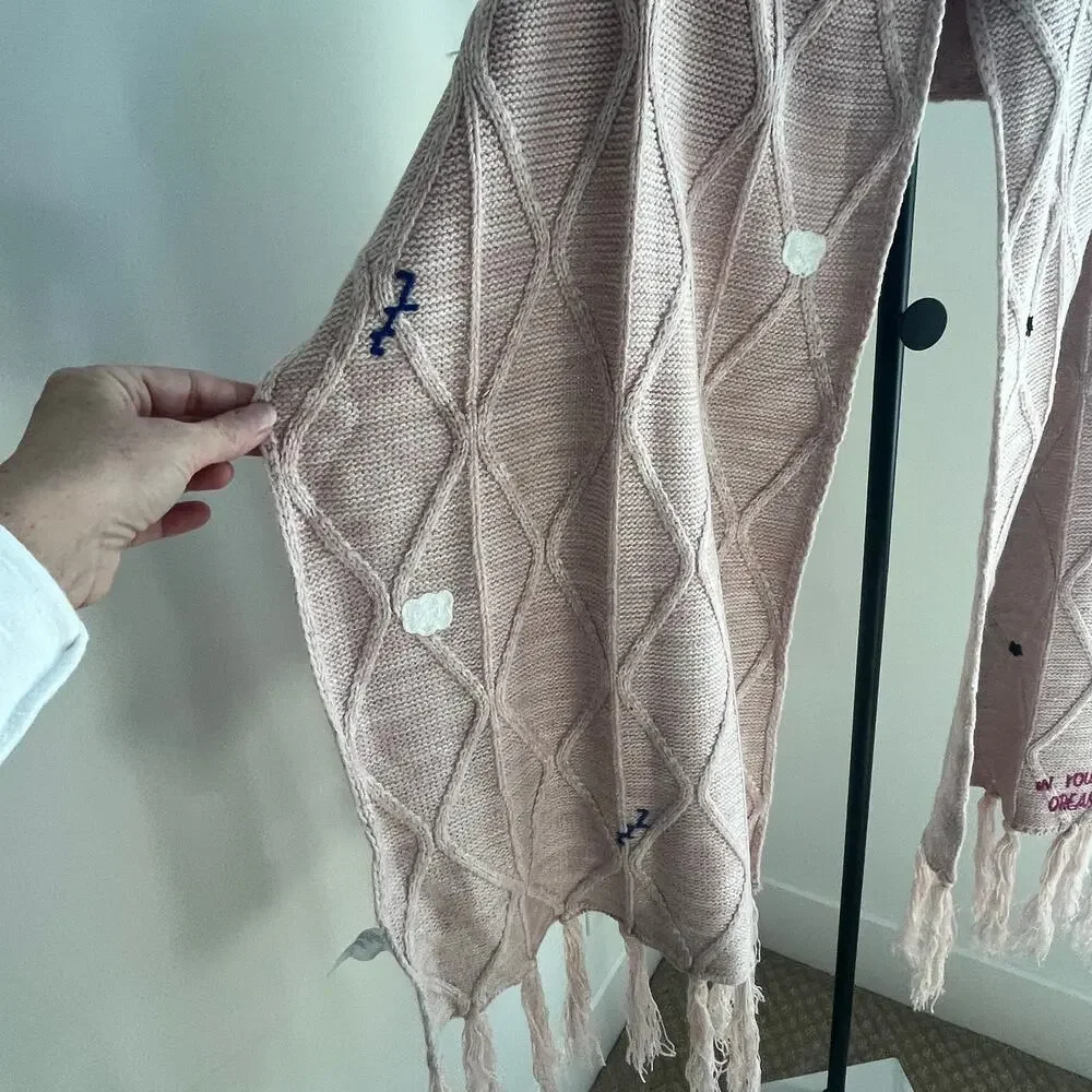 NWOT Urban Outfitters Bella Embroidered In Your Dreams Scarf Pale Pink UO